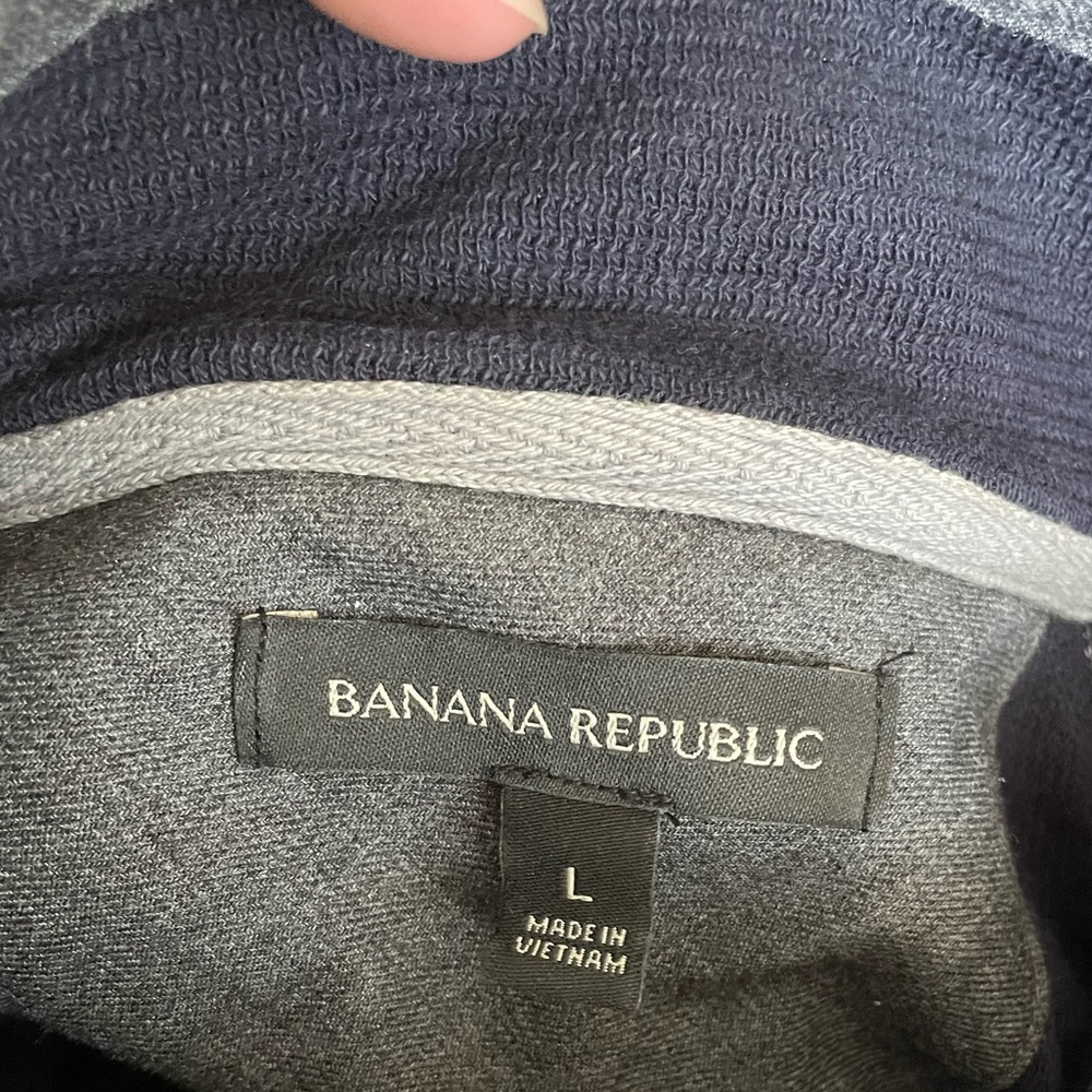 Banana Republic Men’s Sweater Quarter Zip Pullover Cotton Navy Blue Size Large - Picture 4 of 5